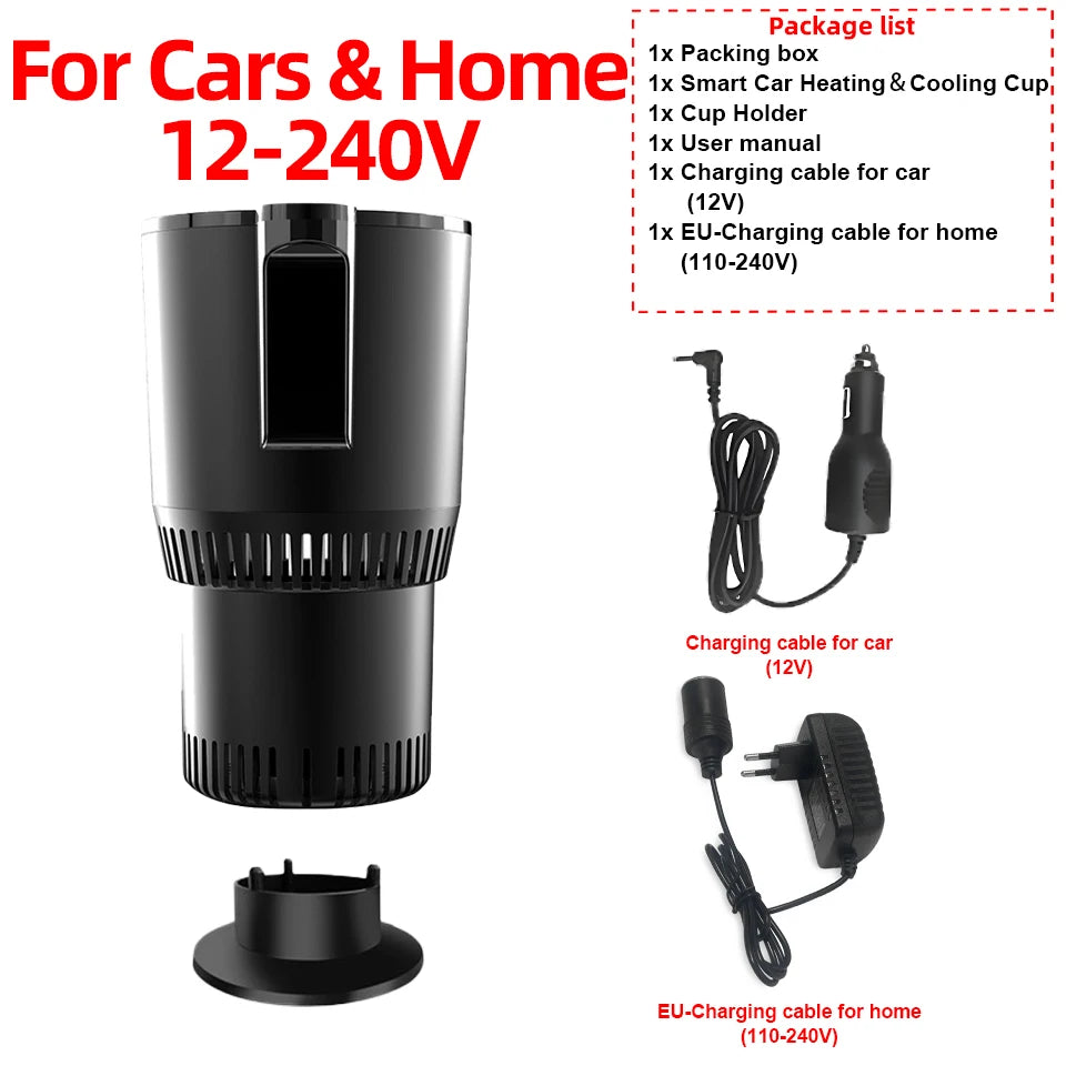 EU Car-Home 12-240V Color Name 2-in-1 Car Beverage Cooler & Warmer Cup Holder